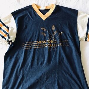 Vintage college tee with wheat motif - Sz S